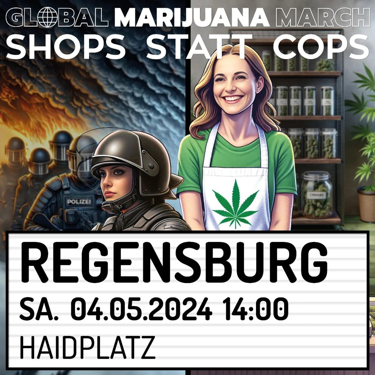 DHV Ortsgruppe Regensburg - Global Marihuana March 2024: SHOPS ANSTATT COPS